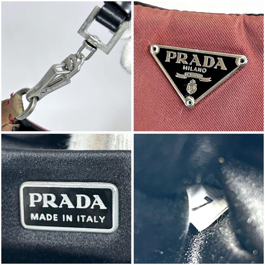 PRADA Hand Bag Tote Purse Logo Nylon Red Authentic
