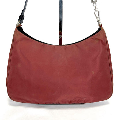 PRADA Hand Bag Tote Purse Logo Nylon Red Authentic