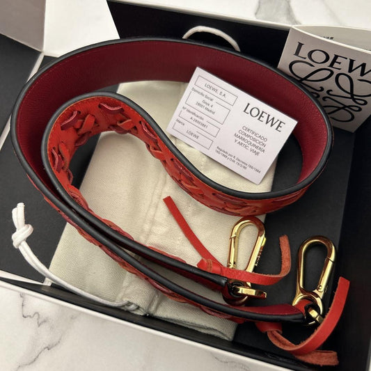 LOEWE Shoulder Strap Belt Leather Red Authentic