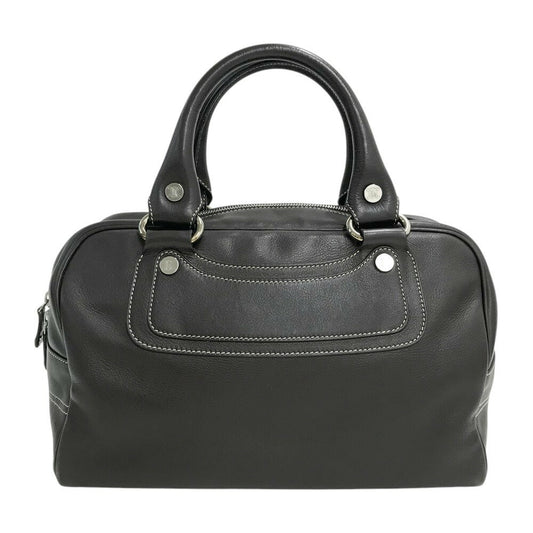 CELINE Mini Boston Bag Hand Bag Tote Purse Boogie Leather Brown Authentic