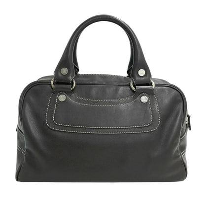 CELINE Mini Boston Bag Hand Bag Tote Purse Boogie Leather Brown Authentic