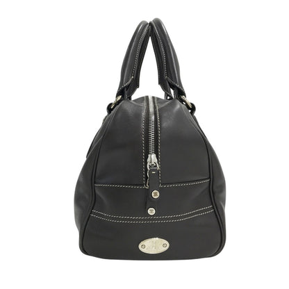 CELINE Mini Boston Bag Hand Bag Tote Purse Boogie Leather Brown Authentic