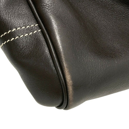 CELINE Mini Boston Bag Hand Bag Tote Purse Boogie Leather Brown Authentic