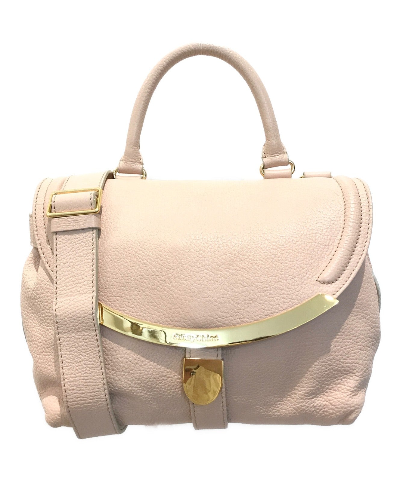 See By Chloe Hand Shoulder Bag Tote Purse 2way Light Pink Authentic