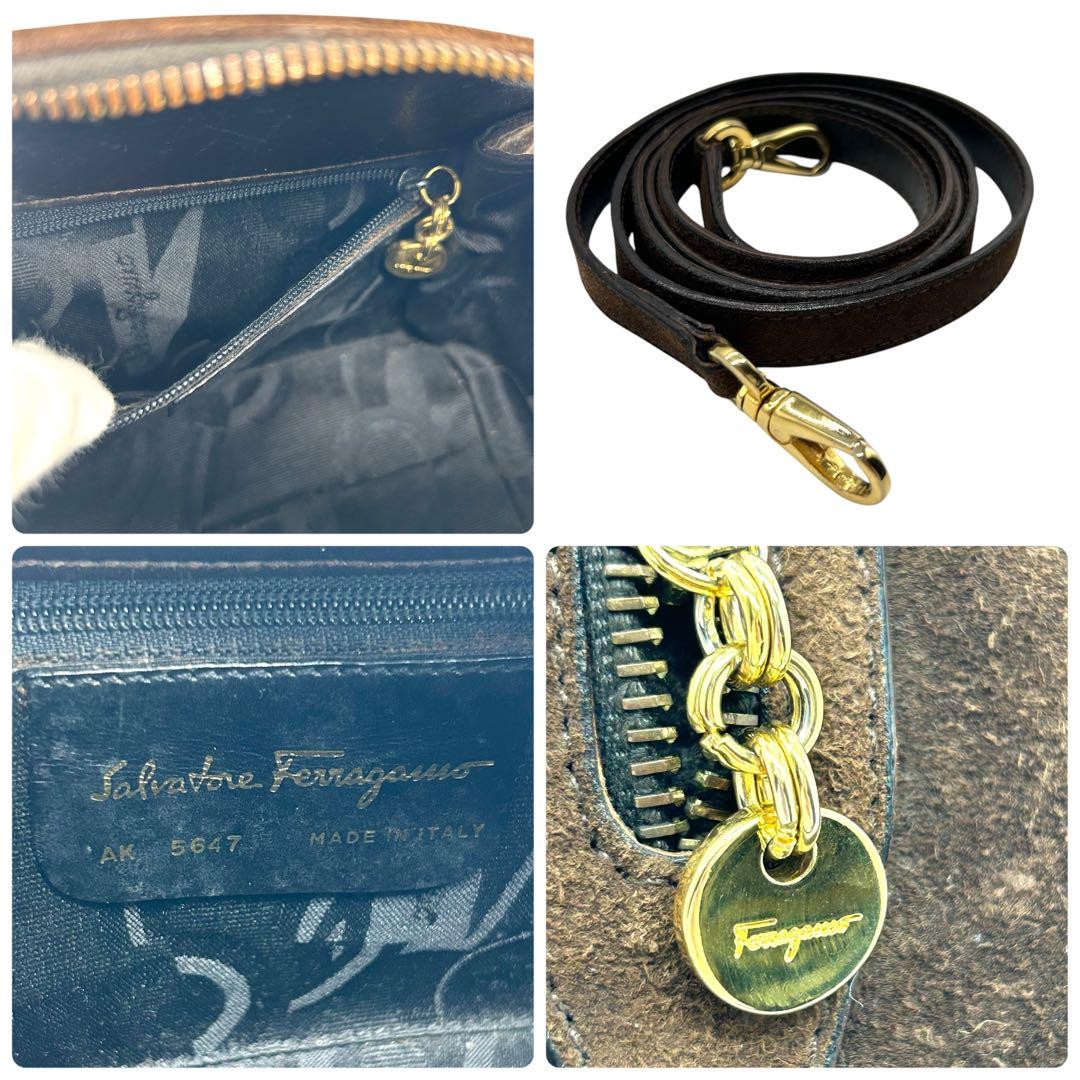 Salvatore Ferragamo Gancini Purse Shoulder bag Suede Authentic Used convertible