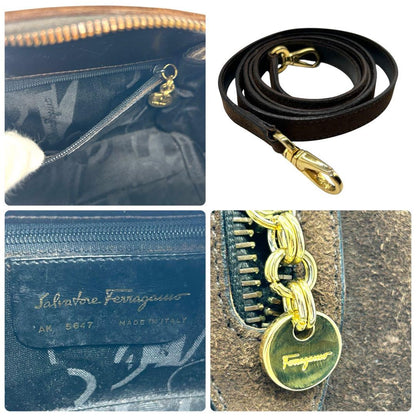 Salvatore Ferragamo Gancini Purse Shoulder bag Suede Authentic Used convertible