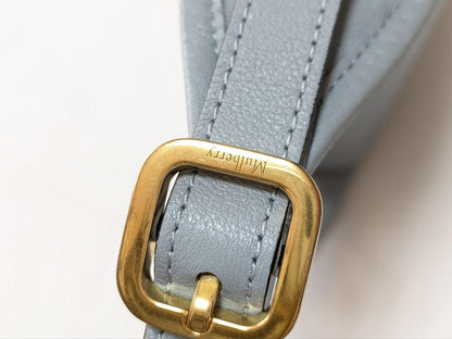 MULBERRY Shoulder Bag Purse Logo Light Blue Authentic