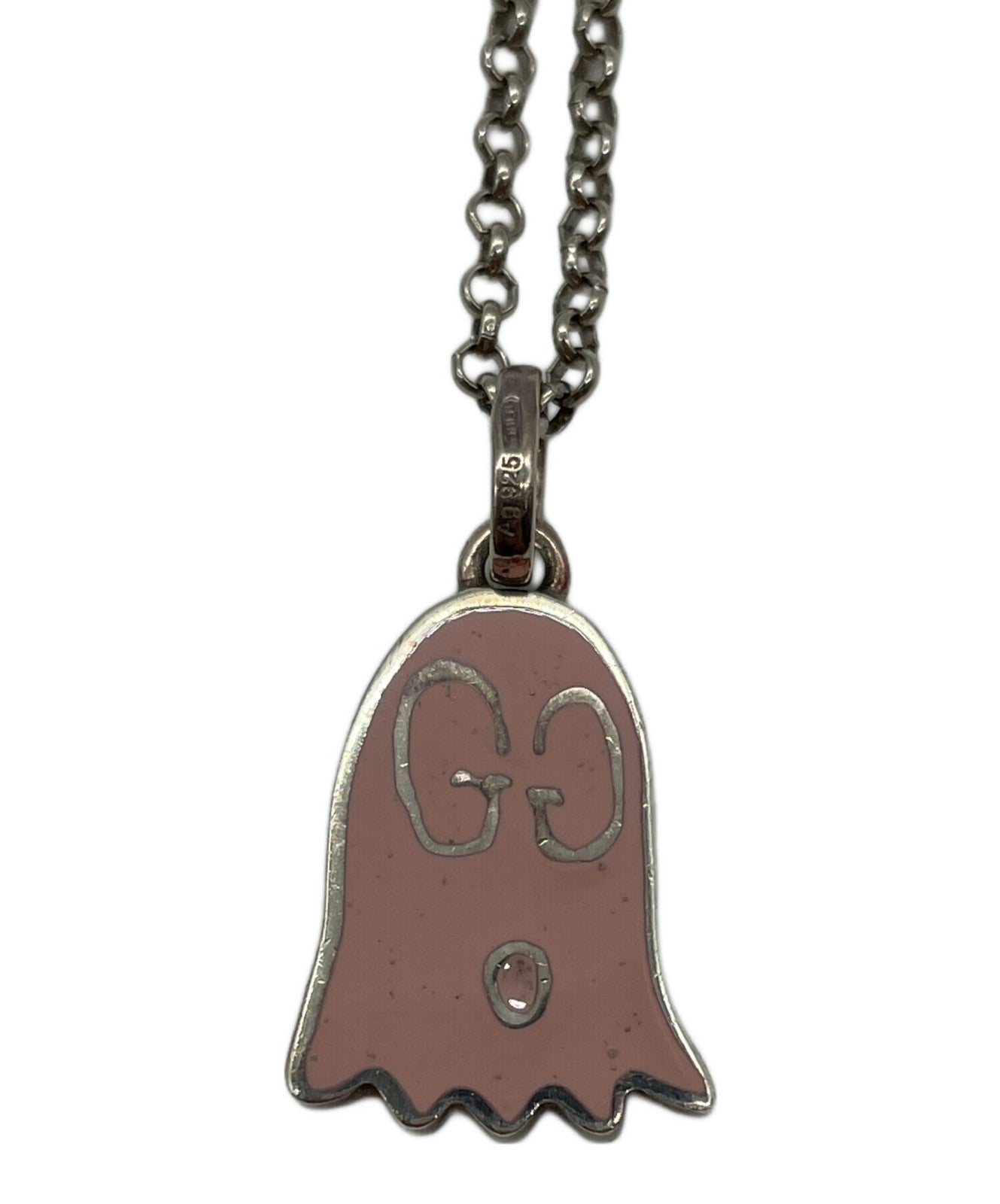 GUCCI Necklace Pendant Ghost Pink Silver 925 Unisex Accessory Authentic