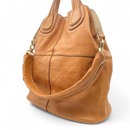 GIVENCHY Hand Bag Tote Purse 2way Nightingale Leather Brown Authentic