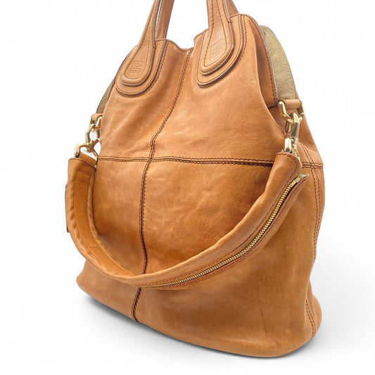 GIVENCHY Hand Bag Tote Purse 2way Nightingale Leather Brown Authentic