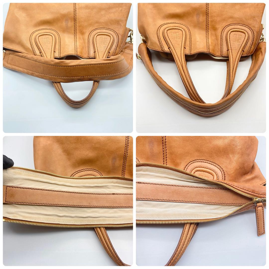 GIVENCHY Hand Bag Tote Purse 2way Nightingale Leather Brown Authentic