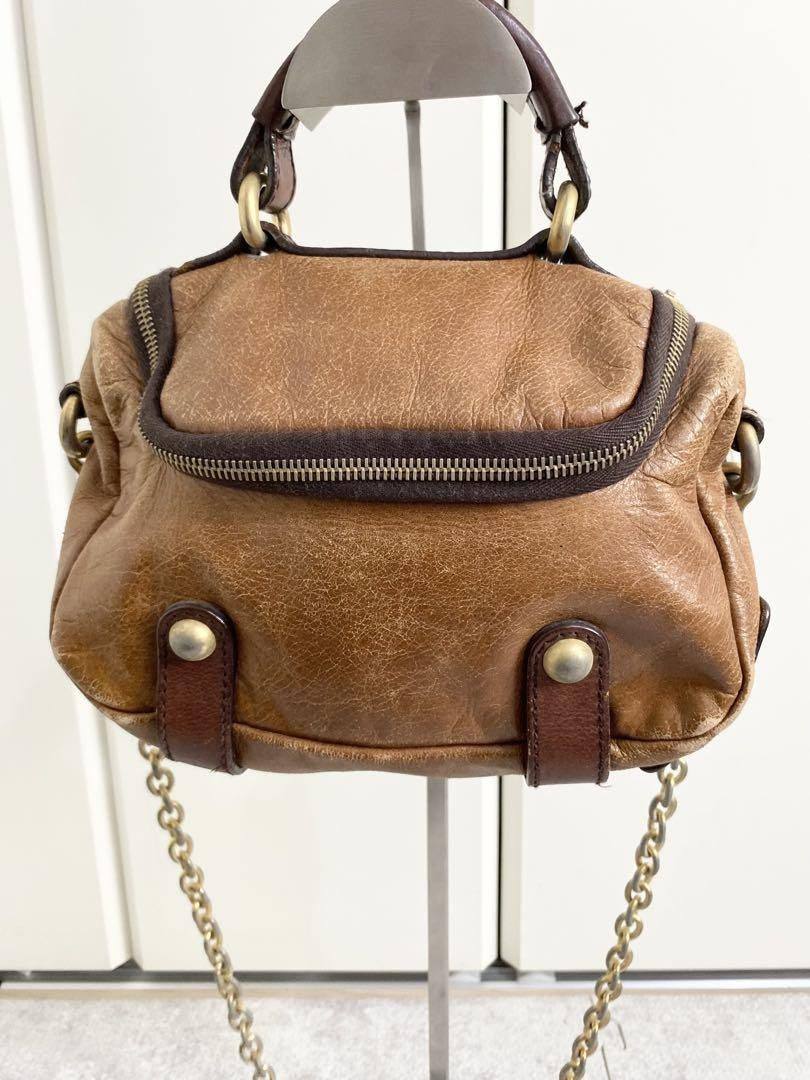 Dolce & Gabbana Shoulder Bag Purse Leather Brown Authentic