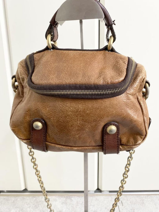 Dolce & Gabbana Shoulder Bag Purse Leather Brown Authentic