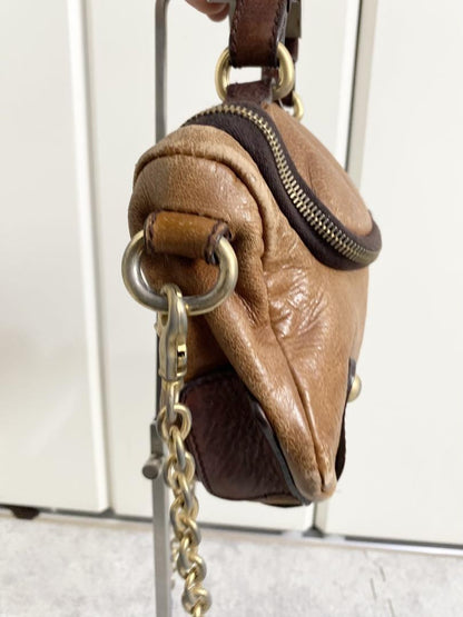 Dolce & Gabbana Shoulder Bag Purse Leather Brown Authentic