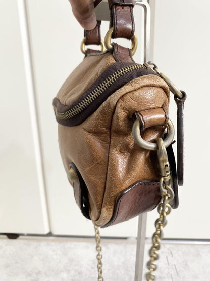 Dolce & Gabbana Shoulder Bag Purse Leather Brown Authentic