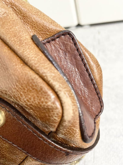 Dolce & Gabbana Shoulder Bag Purse Leather Brown Authentic