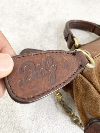 Dolce & Gabbana Shoulder Bag Purse Leather Brown Authentic