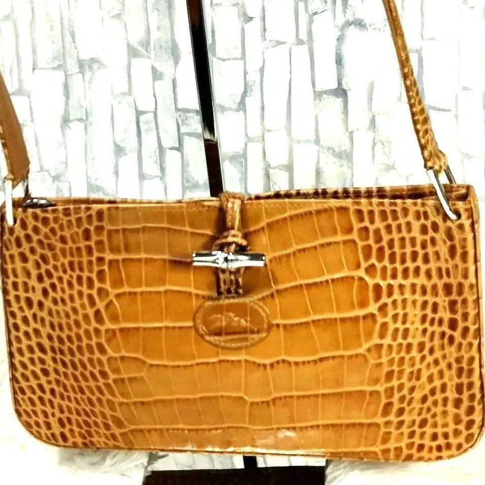 Longchamp Shoulder Bag Purse Camel Authentic