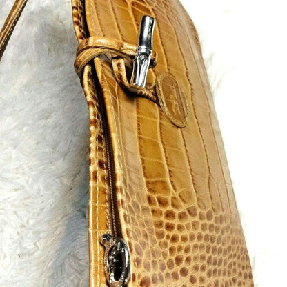 Longchamp Shoulder Bag Purse Camel Authentic