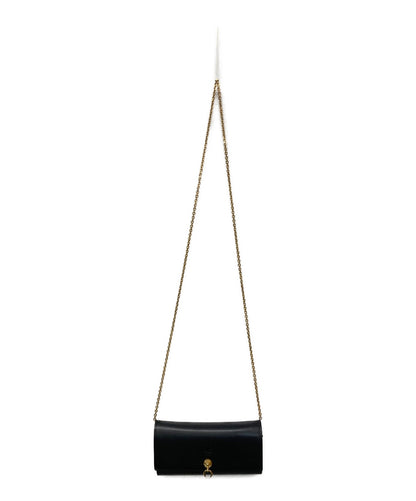 FENDI Shoulder Bag Purse Chain Wallet Black Authentic