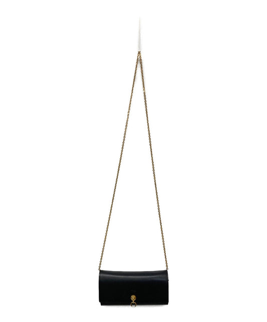 FENDI Shoulder Bag Purse Chain Wallet Black Authentic