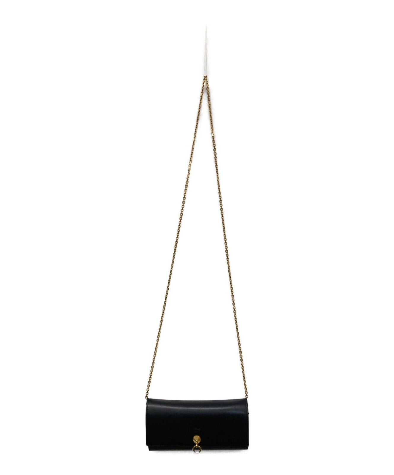 FENDI Shoulder Bag Purse Chain Wallet Black Authentic