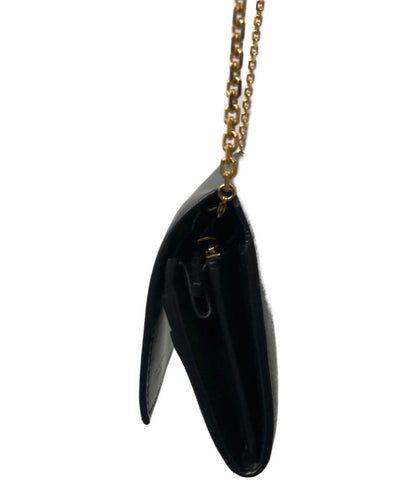 FENDI Shoulder Bag Purse Chain Wallet Black Authentic