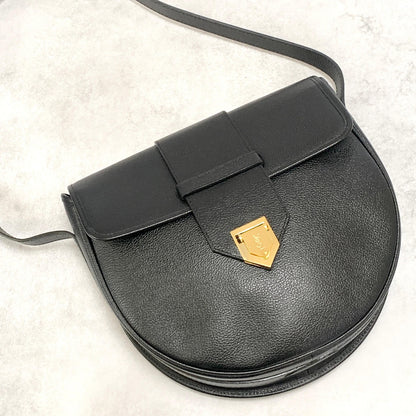 Saint Laurent Bag Cassandra YSL Shoulder Purse Leather Black Gold Used Authentic