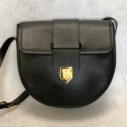 Saint Laurent Bag Cassandra YSL Shoulder Purse Leather Black Gold Used Authentic