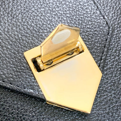 Saint Laurent Bag Cassandra YSL Shoulder Purse Leather Black Gold Used Authentic