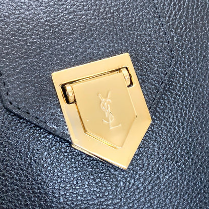 Saint Laurent Bag Cassandra YSL Shoulder Purse Leather Black Gold Used Authentic