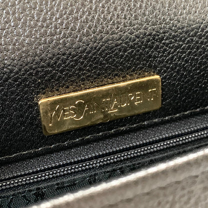 Saint Laurent Bag Cassandra YSL Shoulder Purse Leather Black Gold Used Authentic