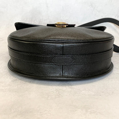 Saint Laurent Bag Cassandra YSL Shoulder Purse Leather Black Gold Used Authentic