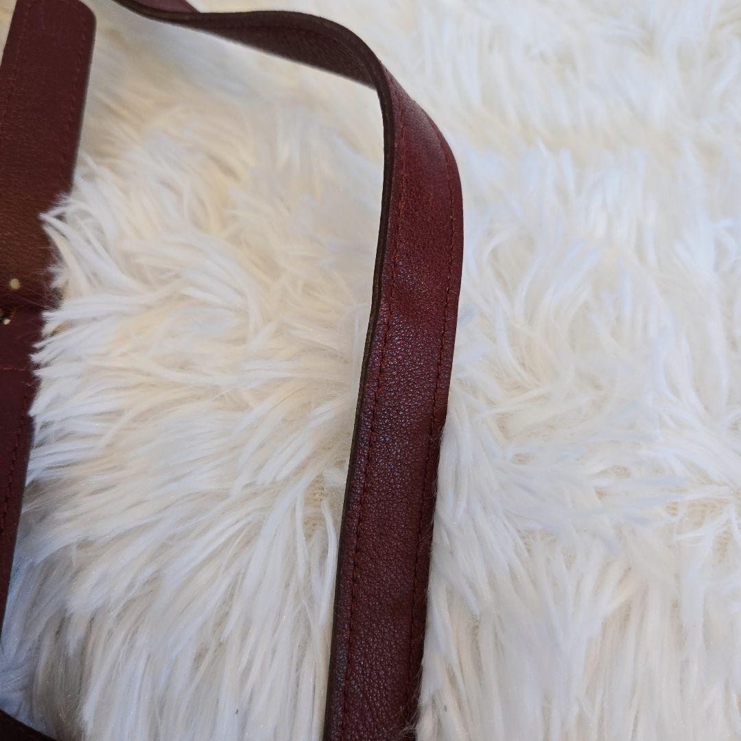 Longchamp Shoulder Bag Purse Leather Burgundy Authentic