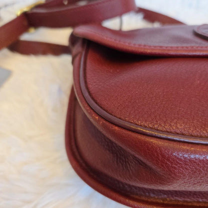 Longchamp Shoulder Bag Purse Leather Burgundy Authentic
