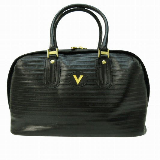 MARIO VALENTINO Hand Bag Tote Purse V Logo Black Authentic
