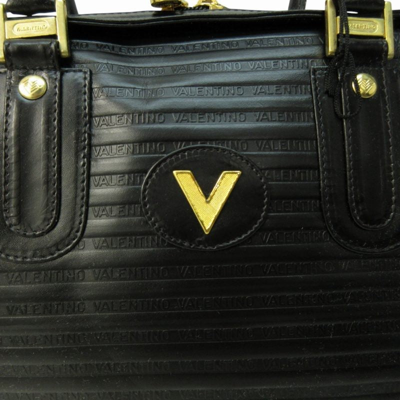 MARIO VALENTINO Hand Bag Tote Purse V Logo Black Authentic