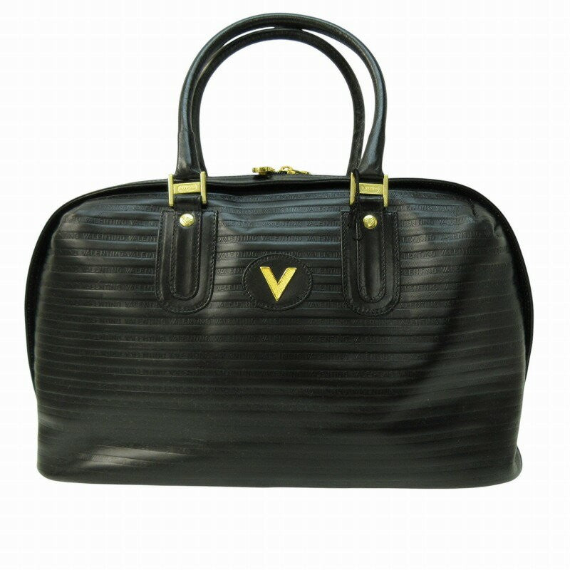 MARIO VALENTINO Hand Bag Tote Purse V Logo Black Authentic