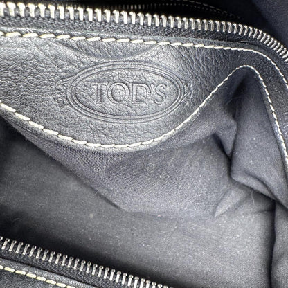 TOD'S Hand Shoulder Bag Tote Purse Mini Boston 2way Leather Black Authentic