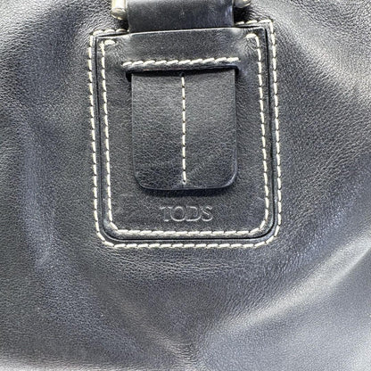 TOD'S Hand Shoulder Bag Tote Purse Mini Boston 2way Leather Black Authentic