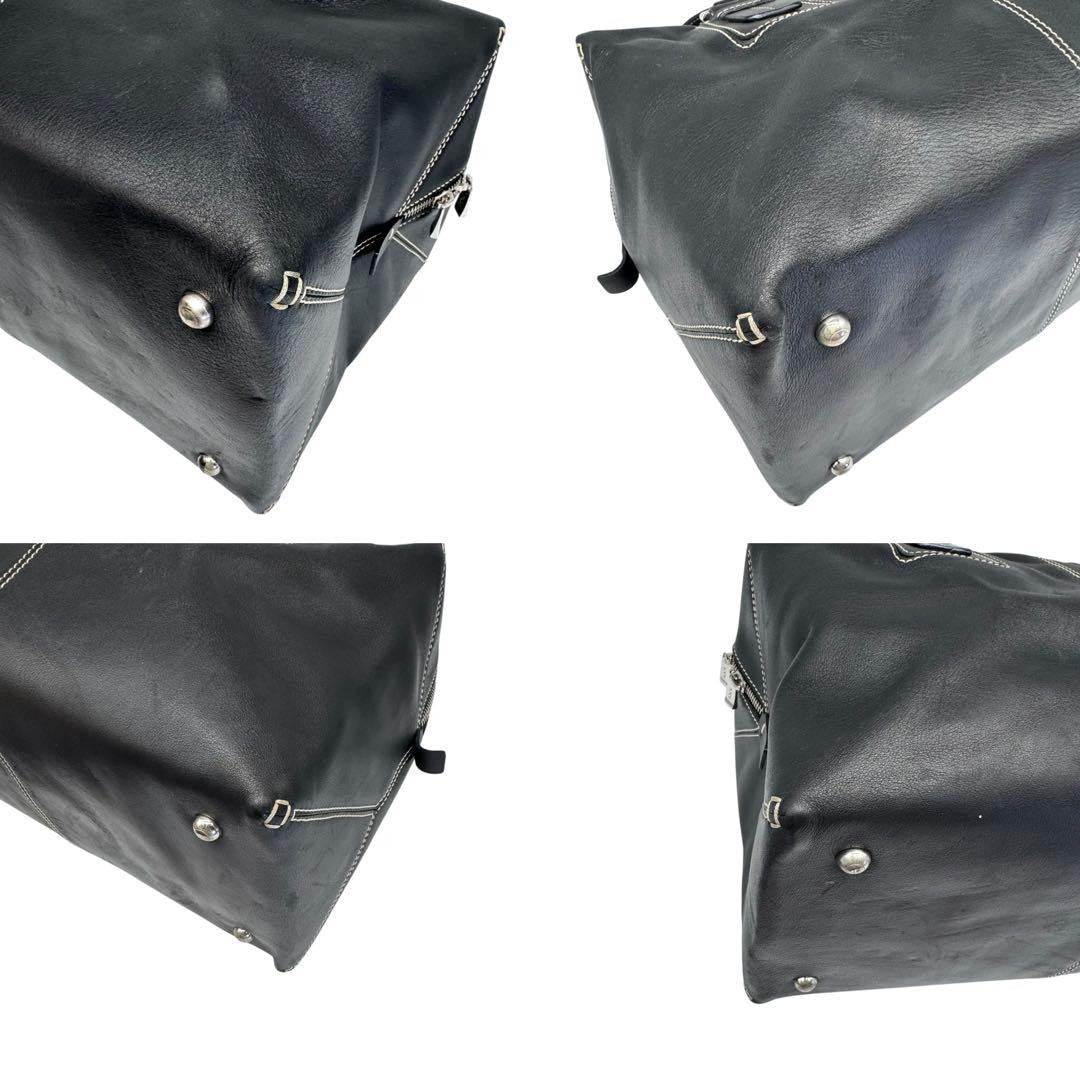 TOD'S Hand Shoulder Bag Tote Purse Mini Boston 2way Leather Black Authentic