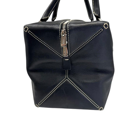 TOD'S Hand Shoulder Bag Tote Purse Mini Boston 2way Leather Black Authentic