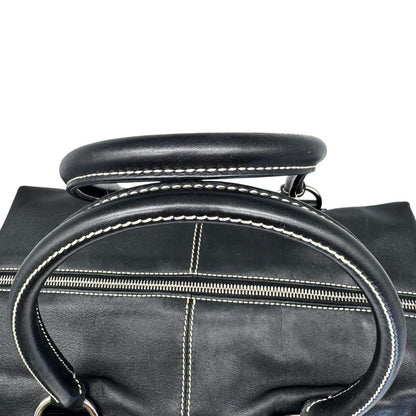 TOD'S Hand Shoulder Bag Tote Purse Mini Boston 2way Leather Black Authentic