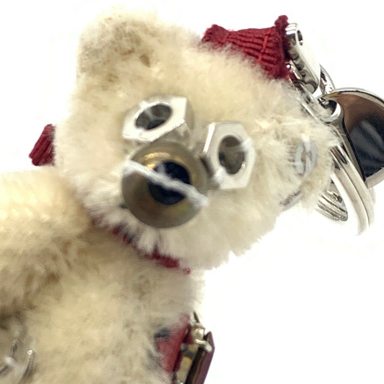 PRADA Key Ring Keychain Bag Charm Bear Nylon Metal Authentic