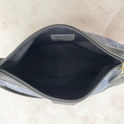 Salvatore Ferragamo Accessory Pouch Shoulder Bag Gancini Canvas Leather Blue