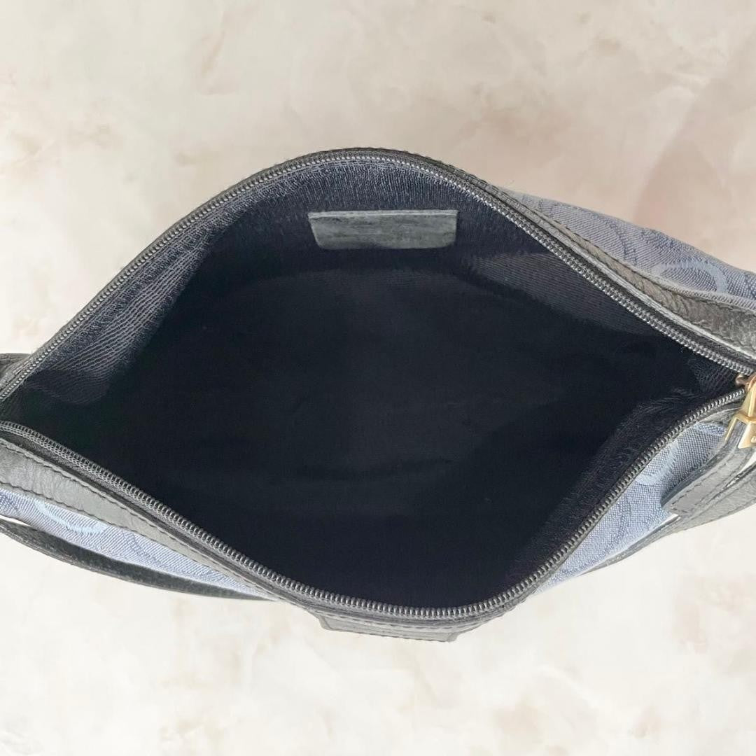 Salvatore Ferragamo Accessory Pouch Shoulder Bag Gancini Canvas Leather Blue