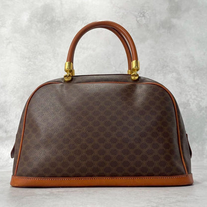 CELINE Hand Bag Tote Purse Macadam Leather PVC Brown Authentic