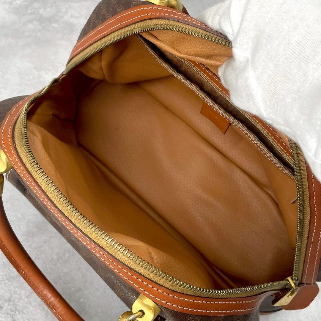 CELINE Hand Bag Tote Purse Macadam Leather PVC Brown Authentic