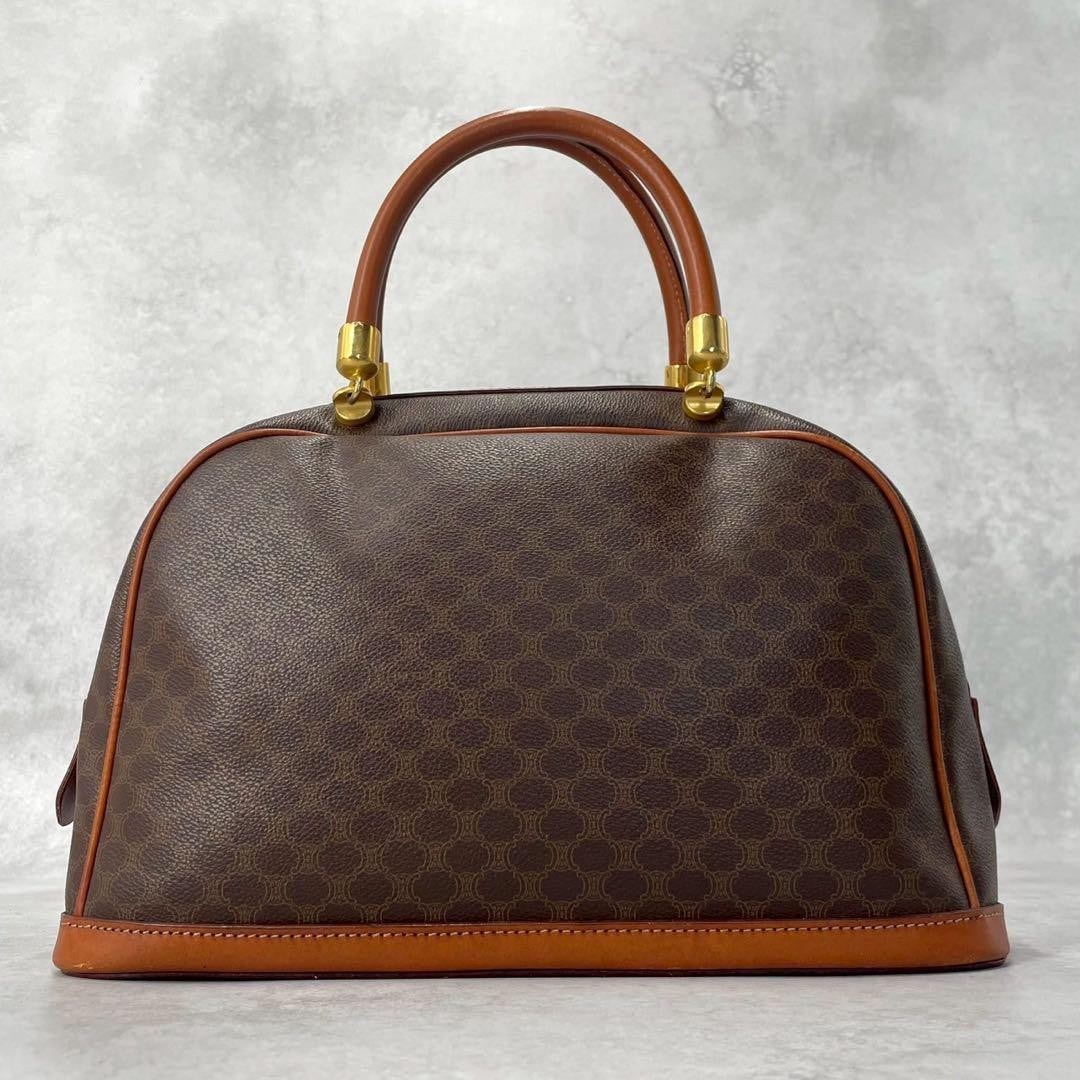 CELINE Hand Bag Tote Purse Macadam Leather PVC Brown Authentic