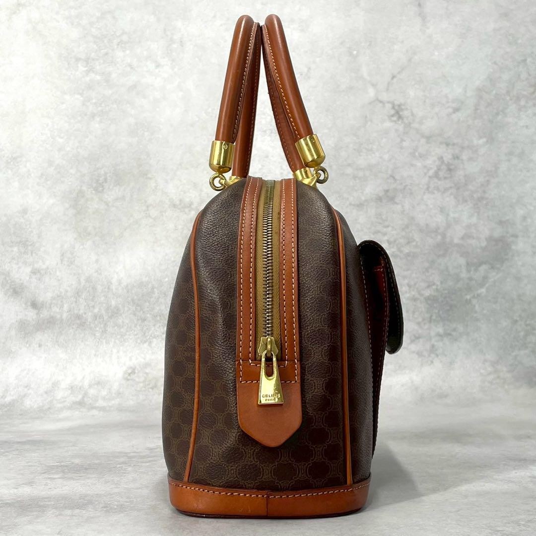 CELINE Hand Bag Tote Purse Macadam Leather PVC Brown Authentic